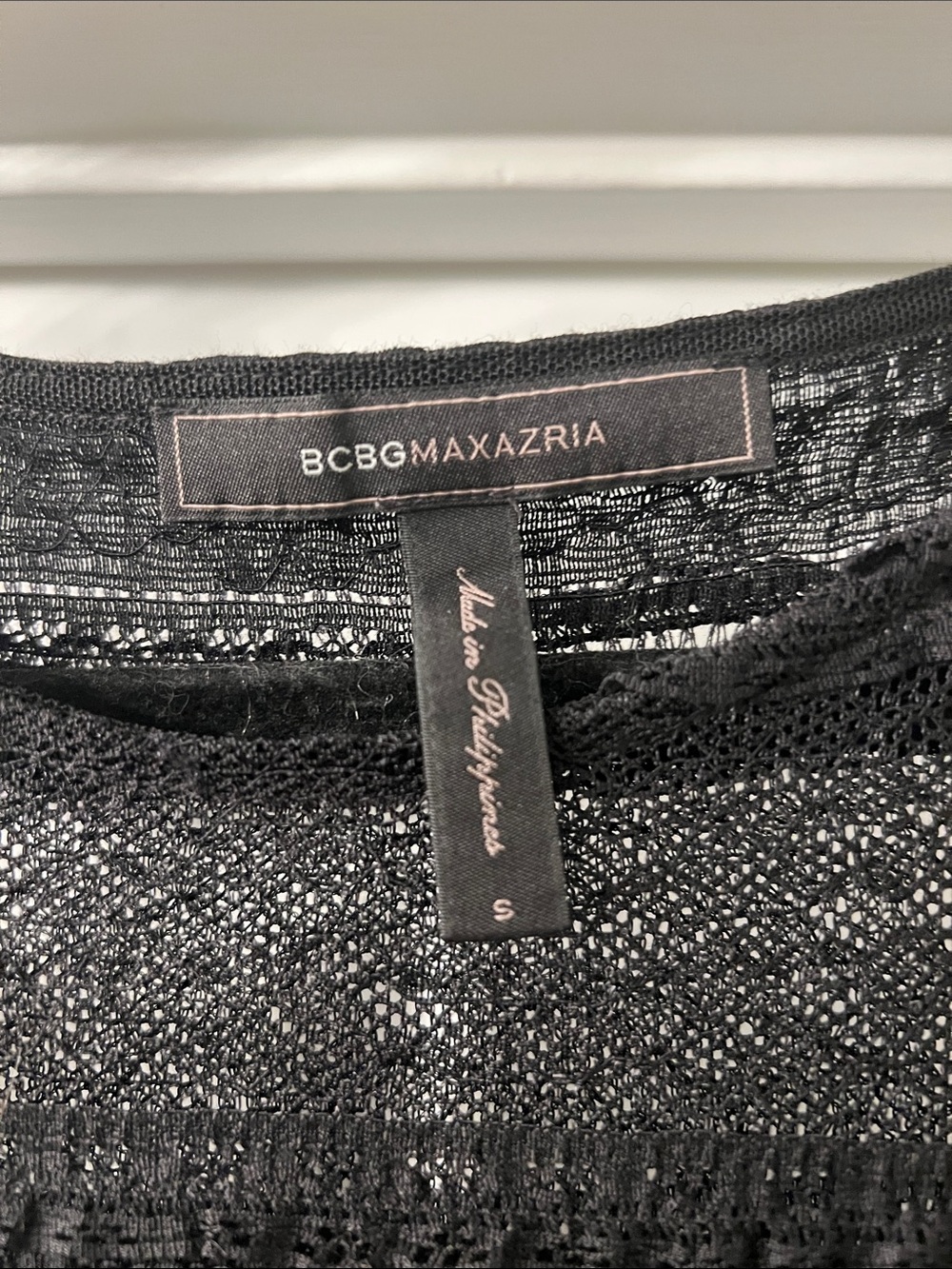 BCBGMaxAzria Black Sheer Striped Long-Sleeve Knit Top - Picture 2 of 2